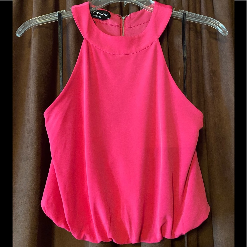 bebe Hot Pink Halter Neck Women's Top